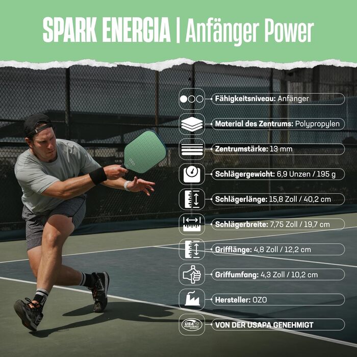 OZO ракетка для піклболу Power для початківців, зелена