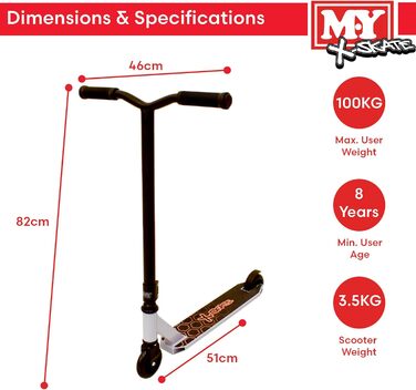 M.Y. X-Skate XSK-007 Стант-скутер – Фрістайл кікскрутер з підшипниками ABEC 7, сірий