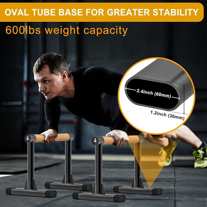 Паралелетки Kipika для віджимань та висипань, фітнес-паралелетки для гімнастики та силових тренувань, 600 lbs (272 кг) вантажопідйомність, 12' (365 см) висота