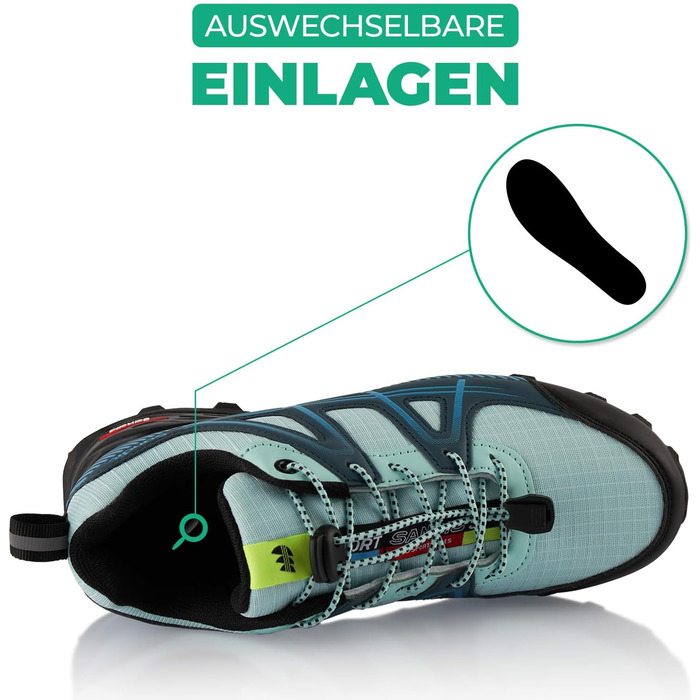 Черевики для трекінгу та трейлраннінгу для жінок та чоловіків, дихаючі, 45 EU, блакитні