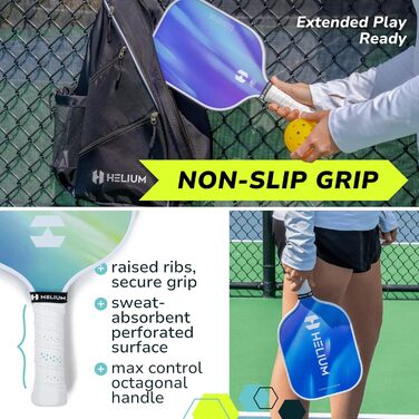 Набір піклбол-ракетки Helium Pro Carbon Fiber (4 шт.) з м'ячами та сумкою, сертифіковані USAPA, високошвидкісний наліт, легка серцевина Honeycomb