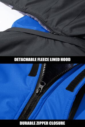 MAGCOMSEN Куртка зимова чоловіча тепла з підкладкою, водонепроникна, для катання на сноуборді, для активного відпочинку, робоча куртка з капюшоном, блакитна L