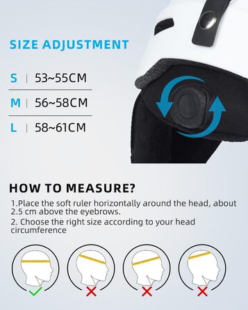 Шолом для сноуборду та лиж для чоловіків та жінок, дорослий, вентиляційні отвори, EPS-сердечник, розмір M (56-58 см), білий