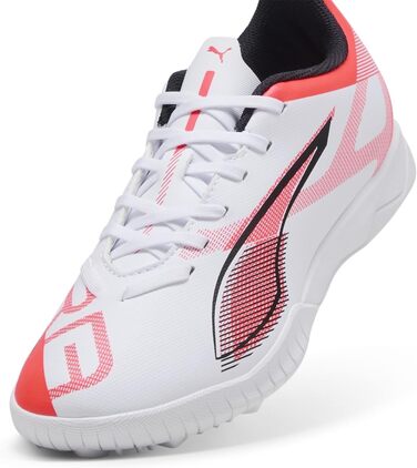 Дитячі футбольні бутси PUMA Ultra 5 Play Tt Jr - біло-чорні з червоними світловідбивачами, 34 EU