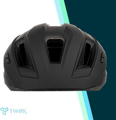 Велосипедний шолом TWIRL City ONE чорний, з LED-підсвічуванням, сучасний дизайн, регульований розмір L (57-60 см), вентиляція, ударостійкий, легкий, якісний пластик