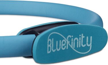 Кільце для пілатесу Relaxdays Bluefinity з подвійними ручками, з м'якою обшивкою, діаметр 39 см, скловолокно, з еластичними стрічками, турквенового кольору