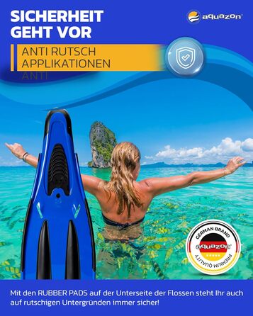 Ласти для снорклінгу Aquazon Adventure, технічно вдосконалені, жовті, розмір 42/43, з м'якою калошею, гідродинамічні