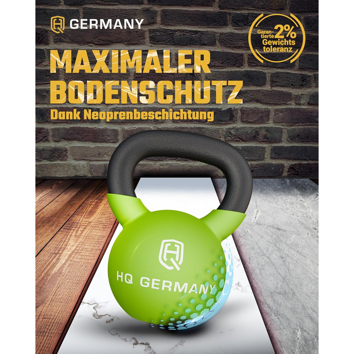 Кетлбел з неопрену HQ Germany® | Повнорозлитий | 2-32 кг | Стартові комплекти | Точність ваги ±2,0%