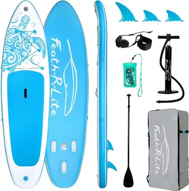 Надлегка SUP-дошка FEATH-R-LITE для дорослих, широка та стійка, з преміум аксесуарами (весло, сумка, насос), синя