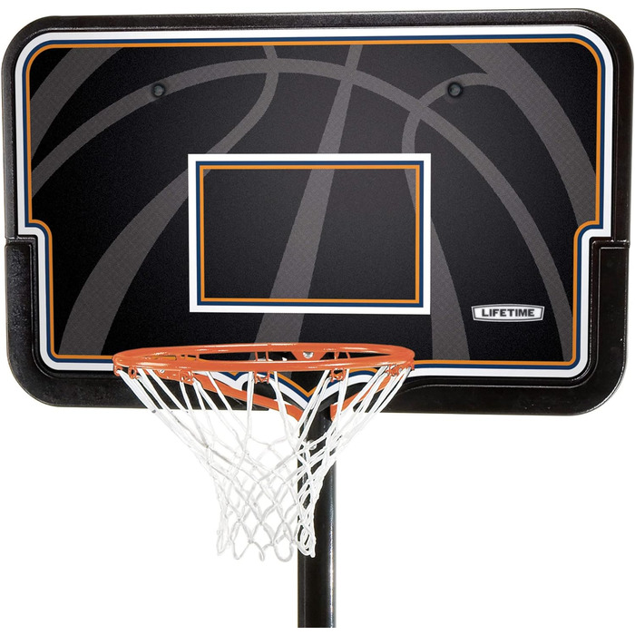 Баскетбольний кошик LIFETIME з регульованою висотою 240-305 см, стійкий до ультрафіолету, чорно-білий