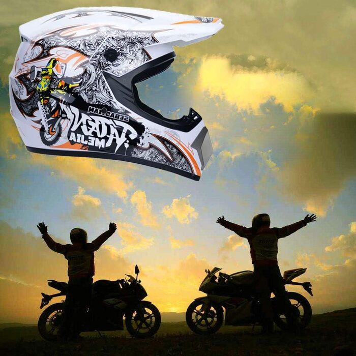 Дитячий мотокросовий шолом комплект Volles Gesicht для MTB, ATV, ендуро, квадроциклів, з окулярами, рукавичками та маскою, захисне екіпірування для позашляхових мотоциклів