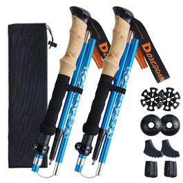 Телескопічні палиці для скандинавської ходьби та трекінгу (2 шт.), складані, 110-130 см, алюмінієві, з гумовими наконечниками та сумкою (Синій)
