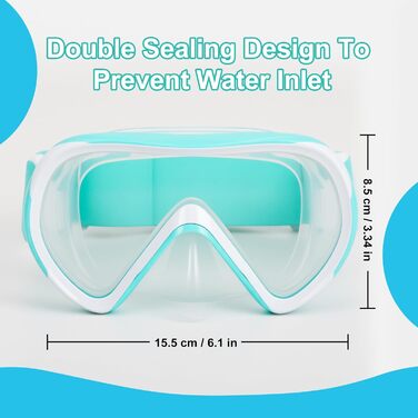 Дитяча маска для снорклінгу Kinder з трубкою, 180° панорама, проти запотівання, для дітей 4-16 років (Блакитна)