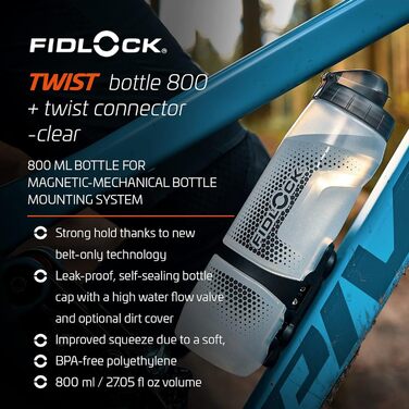 Пляшка для води Fidlock Twist 800 мл, прозора, для дорослих, унісекс
