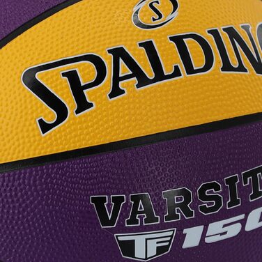 Баскетбольний м'яч Spalding TF-150 Varsity: міцний гумовий матеріал, офіційний розмір, для будь-яких поверхонь, з рельєфним зчепленням для кращого контролю (6, фіолетовий/золотий)