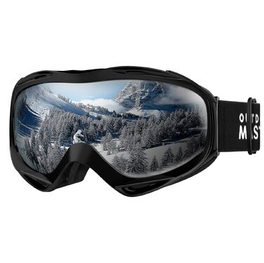 Гірськолижні окуляри OutdoorMaster OTG для дорослих та підлітків, матова чорна рама, лінзи Polykarbonat A1-vlt