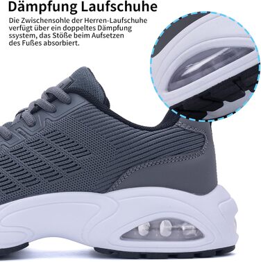 Кросівки для бігу чоловічі GANNOU - спортивні, легкі, дихаючі, з амортизацією, розмір 40-47, сірий колір