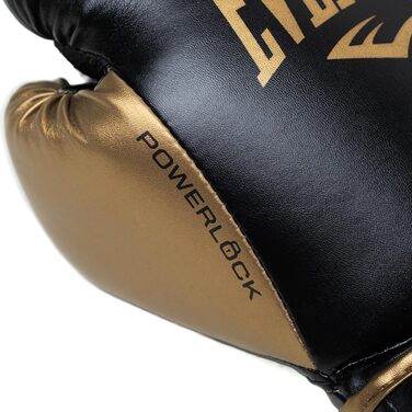 Боксерські рукавички Everlast Powerlock 2R, 10oz, чорний/золотий, для спарингу та роботи з боксерською грушею