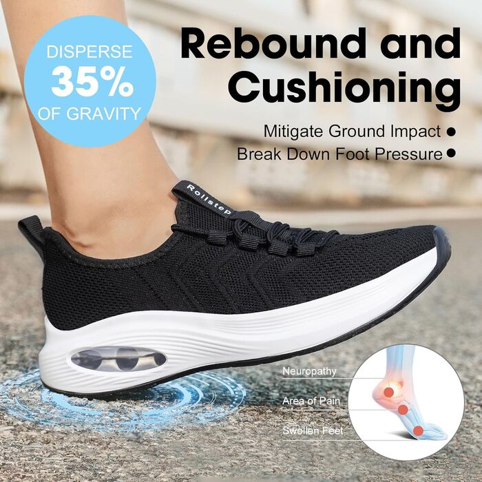 Жіночі кросівки з широкою передньою частиною та надширокою колодкою. Зручні для бігу, тренувань, занять у залі, ходьби. Повітряна амортизація, ультралегкі, дихаючі, з підтримкою склепіння стопи (41 EU, Чорний)