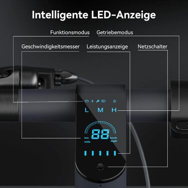 Електросамокат LEQISMART з допуском для доріг, запас ходу 30 км, 10-дюймові Runflat-колеса, складаний та портативний e-скутер для дорослих, макс. навантаження 100 кг