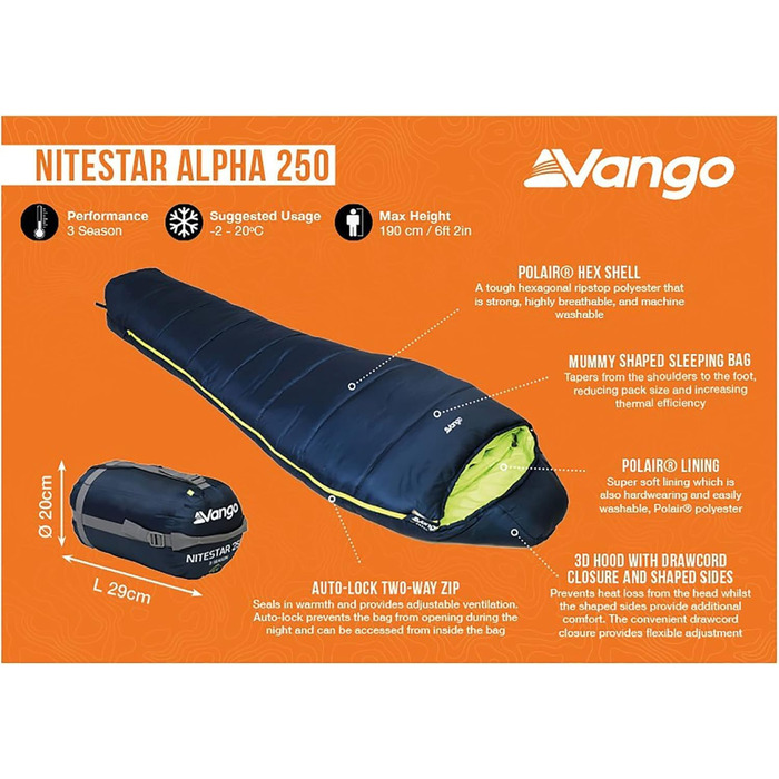 Спальний мішок Vango Nitestar Alpha 250, Ocean Green