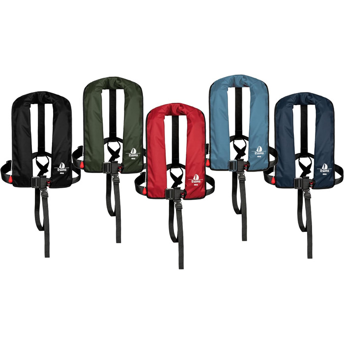 Рятувальний жилет автоматичний 165N з облямівкою, сталево-блакитний