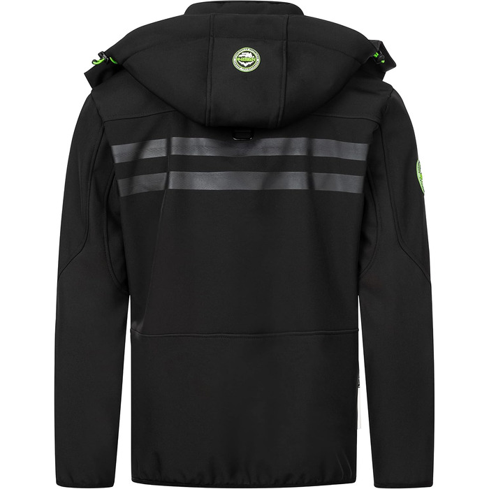 Чоловіча куртка Softshell Geographical Norway Outdoor — водовідштовхуюча функціональна куртка з шапкою-біні Urbandreamz, чорна, розмір L