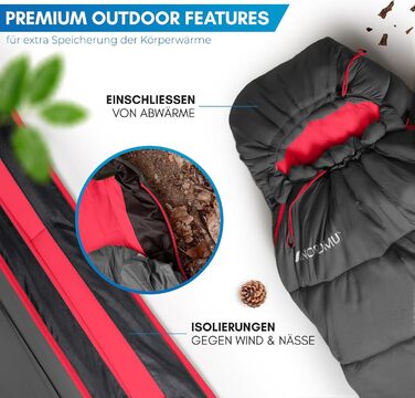 Сплячий мішок NORDMUT® Winter -10°C до 0°C, компресійний, для туризму та кемпінгу, 1.8 кг, чорний, водовідштовхувальний, 350 GSM