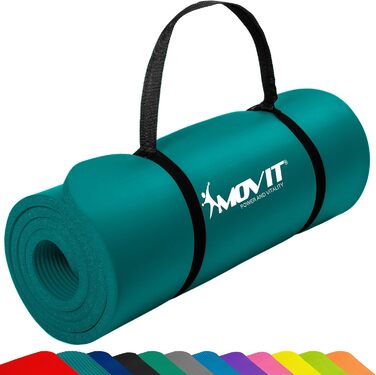 Гімнастичний килимок MOVIT, без фталатів, гіпоалергенний, для дому та подорожей, 183x60x1 см, синій петрол, 3 розміри, 12 кольорів