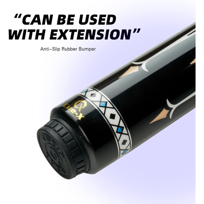 Білярдний кий Konllen CUE-X карбоновий з шкіряною обмоткою, 147 см, 12.5 мм - професійний кий для пулу