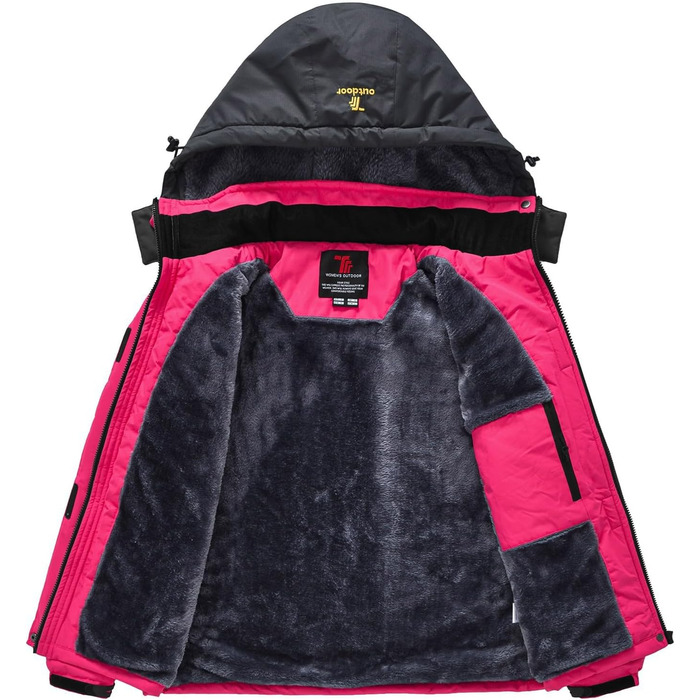 Жакет Rdruko для сноуборду та лиж, зимовий, утеплений, з софтшелу, водонепроникний, з капюшоном (рожевий, S)