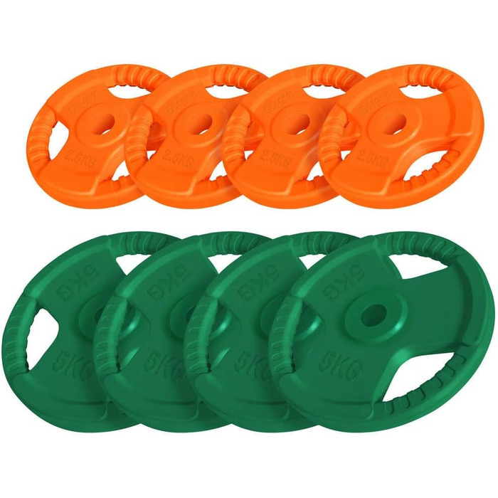 Диски для штанги GORILLA SPORTS, 1,25–30 кг, 30 мм, чавун з гумовим грипером, різні кольори, поштучно або набір