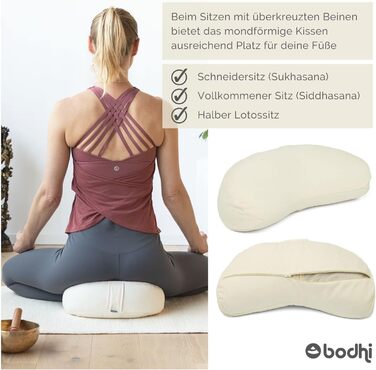 Медитаційна подушка-півмісяць Bodhi Yogi MOND ECO, чорна, 100% органічна бавовна, наповнювач гречане лушпиння, для йоги та медитації