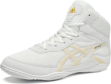 Чоловічі боксерські туфлі Pro для боротьби, дихаючі, неслизькі, зручні, хай-топ, фітнес-туфлі, взуття для тренувань, зала, бодібілдинг (41 EU, White A)