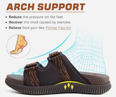 Чоловічі спортивні сандалі KuaiLu з м'якою устілкою, літні шльопанці на липучці, коричневі, 44 EU