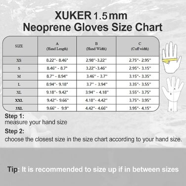 Рукавички XUKER з неопрену, 1,5 мм для дайвінгу, снорклінгу, веслування, серфінгу, каякінгу, кану, підводного полювання, катання на лижах та інших водних видів спорту (1,5 мм, S)