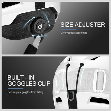 Шолом для лижного спорту та сноуборду Odoland з маскою, білий, регульований, 57-59 см