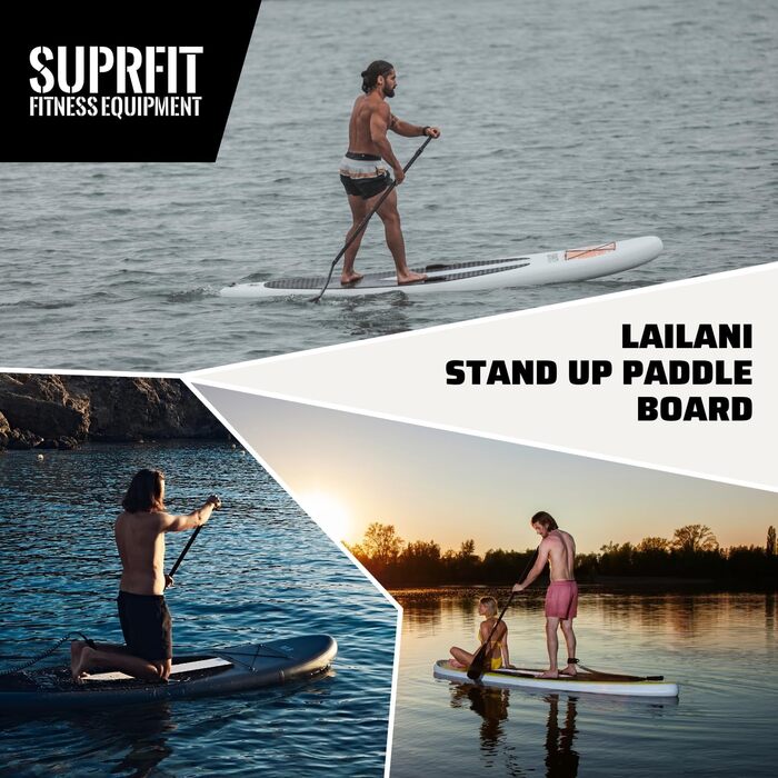 SUPRFIT Надувний SUP Борд для Станд-Ап Падлінгу, Комплект, 330 x 78 x 15 см, до 140 кг, Сірий/Чорний