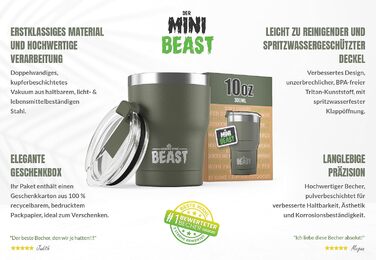 Термокружка Beast 900 мл армійсько-зелена, багаторазова, подвійні стінки, з 2 соломинками та щіткою, нержавіюча сталь, для кави й айс-кави, BPA-free