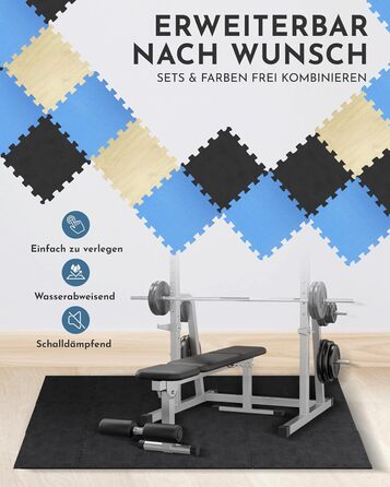 Захисний килимок для фітнесу та тренажерів NEOLYMP — товстий гумовий пазл-покриття для спортзалу, гімнастичний мат, антрацит (18 матів, 1.7 м²)