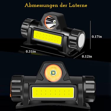 CREADY® Налобний ліхтар LED, перезаряджуваний USB | Налобний ліхтар з регульованим кутом та вологозахистом | Для походів, велоспорту, дітей