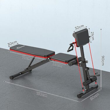 Складана тренажерна лава для дому з жимовою лавою, розгиначем ніг та подушкою Preacher Curl, римський стул, тренажер спини, вантажопідйомність 350 кг, для силових тренувань, домашній спортзал, комплексне тренування