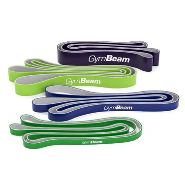 GymBeam DuoBand Set - Набір еспандерів 4 шт. для фітнесу та силових тренувань, двосторонні гумові стрічки для всього тіла, збільшення гнучкості