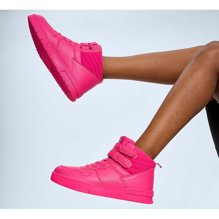 Жіночі баскетбольні кросівки Lucky Step з кріпленням на липучці - стильні штучні шкіряні кеди білого кольору (38 EU, Гарячий Рожевий)