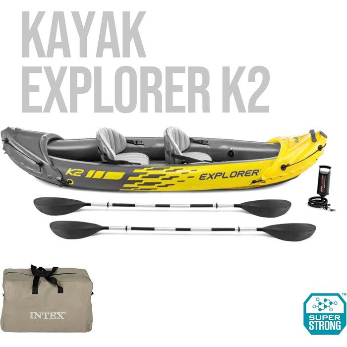 Каяк Intex Explorer K2 для двох осіб: надувний комплект з веслами та насосом
