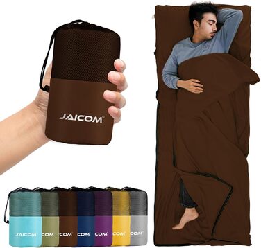 Легкий шовковий спальний мішок для подорожей 2в1, мікрофібра, компактний, для кемпінгу та подорожей, зелений (кофе)