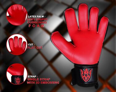 Воротарські рукавички Keeperking для дітей, підлітків та дорослих: без пальців, 4 мм, латекс, унісекс (4, чорно-червоний)