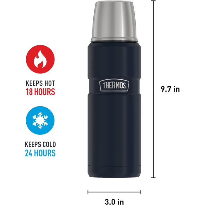 Термос THERMOS Stainless King, вакуумна пляшка, 473 мл, синя