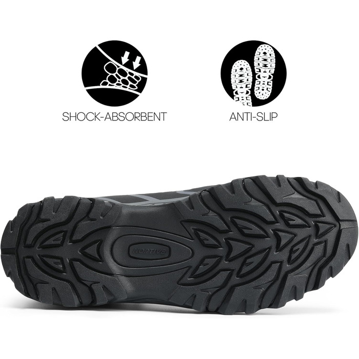 Чоловічі водонепроникні трекінгові черевики NORTIV 48 EU (широкі) - чорний, темно-сірий