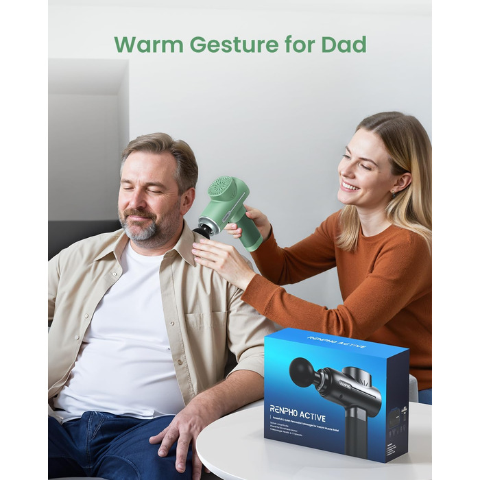 Масажер для м'язів RENPHO Active Massage Gun - масажний пістолет для глибоких тканин, зелений